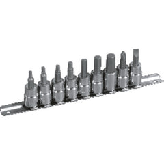 10 Piece - #1361 - #2 Phillips; 1/8″, 5/32″, 3/16″, 7/32″, 1/4″, 5/16″, 3/8″ Hex; 1/4″ Slotted–3/8″ Drive - Socket Drive Hex Bit Set - Apex Tool & Supply