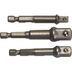 3 Piece - Magnetic Nut Driver Bit Set - For 1/4″, 3/8″, 1/2″ Sockets - Apex Tool & Supply