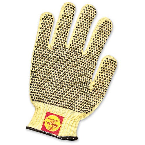 Ladies' Gloves- Perfect Fit Series Knits Cut Resistant- Kevlar With Coatings 7 Cut Standard Weight 100% Kevlar With Double Side Brown PVC Dot Coating. Aramid - PVC Screen Coated Cut Resistant - Knits - Apex Tool & Supply