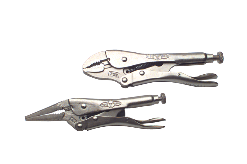 Locking Plier Set -- 2pc. Chrome Plated- Includes: 6" Long Nose; 7" Curved Jaw - Apex Tool & Supply