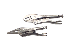 Locking Plier Set -- 2pc. Chrome Plated- Includes: 6" Long Nose; 7" Curved Jaw - Apex Tool & Supply