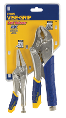 Fast Release Curved Jaw Locking Pliers Set -- 2 Pieces -- Includes: 10" Curved Jaw & 6" Long Nose - Apex Tool & Supply