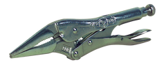 Long Nose Locking Pliers with Wire Cutter -- #9LN Plain Grip 3'' Capacity 9'' Long - Apex Tool & Supply