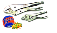 2pc. Chrome Plated Locking Pliers Set with Free Soft Toss Tiger Baseball - Apex Tool & Supply