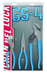 Channellock Combo Pliers Set -- #GS4; 3 Pieces; Includes: 7-1/2" Long Nose; 7" Cutting; 10" Tongue & Groove - Apex Tool & Supply