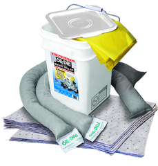 #L90435 Bucket Spill Kit--5 Gallon Bucket Contains: Socks / Perf. Pads / Disposable Bag - Absorbents - Apex Tool & Supply