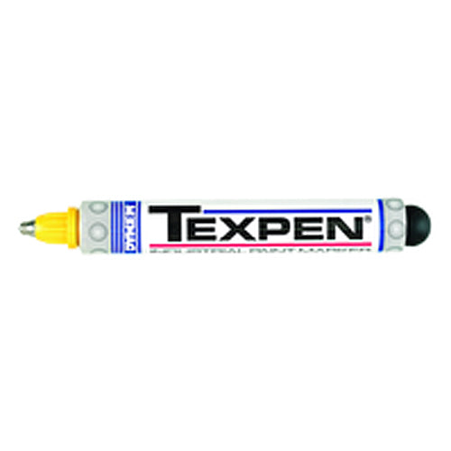 Texpen Medium Marker - Stainless Steel Ball Tip - Yellow - Apex Tool & Supply