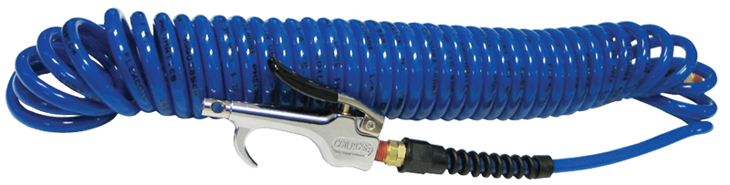 #600PU25BT - 1/4 MPT x 25 Feet - Blue Polyurethane - 2 Swivel Fitting(s) - Recoil Air Hose & Air Blow Gun Kit - Apex Tool & Supply