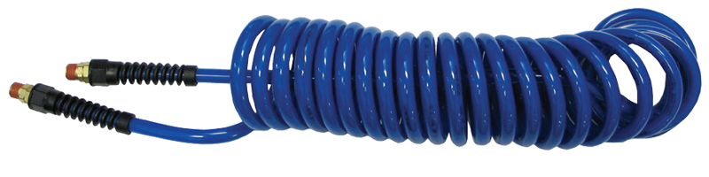 #PU1410BT - 1/4 MPT x 10 Feet - Transparent Blue Polyurethane - 1-Swivel Fitting(s) - Self-Storing Hose - Apex Tool & Supply