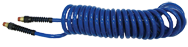 #PU3850BT - 3/8 MPT x 50 Feet - Transparent Blue Polyurethane - 1-Swivel Fitting(s) - Self-Storing Hose - Apex Tool & Supply