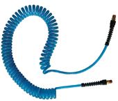 #PUE1425BT - 1/4 MPT x 25 Feet - Transparent Blue Polyurethane - 2 Swivel Fitting(s) - Self-Storing Hose - Apex Tool & Supply