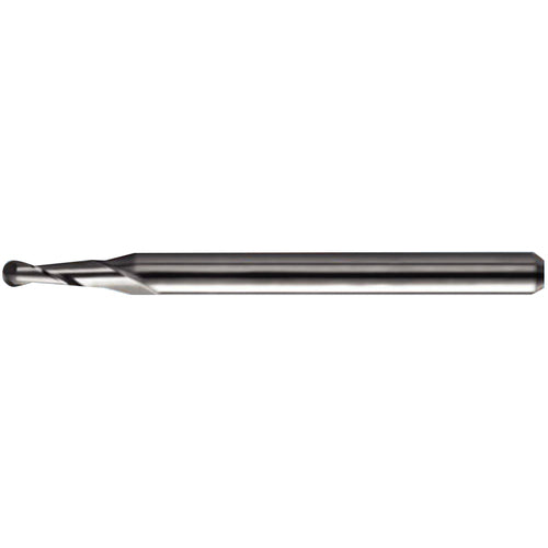 0.093″ Dia. × 1/8″ Shank × 0.279″ DOC × 2″ OAL, Carbide TA, Spiral , 2 Flute, 30° Helix, Ballnose End Mill - Exact Industrial Supply
