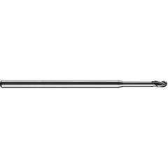 0.062″ Dia. × 1/8″ Shank × 0.093″ DOC × 3″ OAL, Carbide TA, Spiral , 3 Flute, 30° Helix, Ballnose End Mill - Exact Industrial Supply