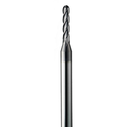 ‎0.07″ Dia. × 1/8″ Shank × 0.56″ DOC × 2-1/2″ OAL, Carbide AlTiN, Spiral , 4 Flute, 30° Helix, Ballnose End Mill - Exact Industrial Supply