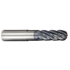 1/4" Dia. - 3/8" LOC - 2-1/2" OAL - Ball Nose 5 FL Carbide S/E HP End Mill-AlCrNX - Apex Tool & Supply