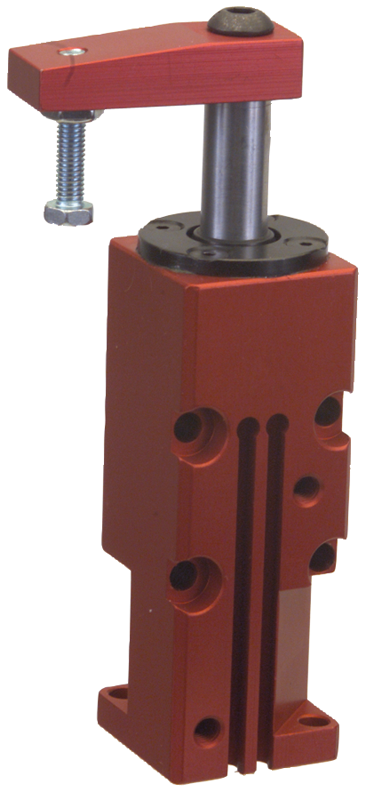 Block Style Pneumatic Swing Cylinder - #8116 .38'' Vertical Clamp Stroke - With Arm - LH Swing - Apex Tool & Supply
