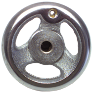 Polished Chrome Plated Handwheel - 12'' Wheel Diameter; 2-5/32'' Hub Diameter; 1/2-13 Threaded Handle Hole; 3/4'' Threaded Center Hole - Apex Tool & Supply