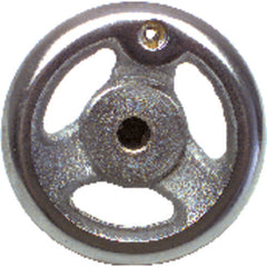 Polished Chrome Plated Hand Wheel - 4″ Wheel Diameter, 1 1/8″ Hub Diameter, #10–24 Threaded Handle Hole, 3/8″ Threaded Center Hole - Apex Tool & Supply