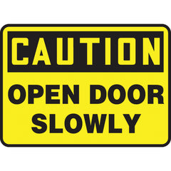 Sign, Caution Open Door Slowly, 7″ × 10″, Vinyl - Apex Tool & Supply