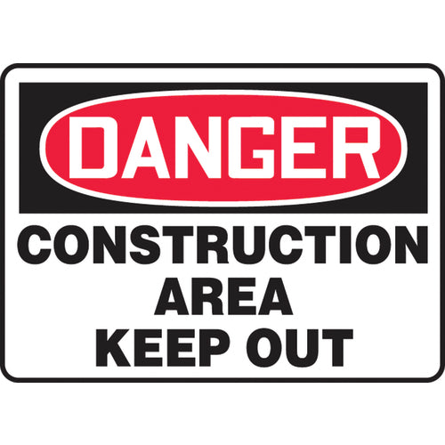 Sign, Danger Construction Area Keep Out, 7″ × 10″, Vinyl - Apex Tool & Supply