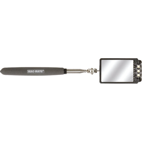 MAG-MATE Telescoping Glass Inspection Mirror with Three LED Lights, reaches 36″ Long, includes Batteries - Apex Tool & Supply