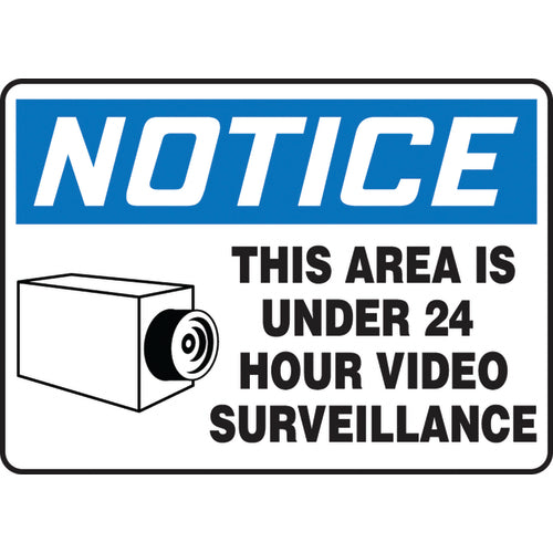 Sign, Notice This Area Is Under 24 Hour Video Surveillance, 10″ × 14″, Aluminum - Apex Tool & Supply
