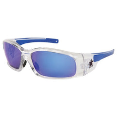 Safety Glasses - Blue Mirror Lens - Clear Frame SR1 Style - Apex Tool & Supply