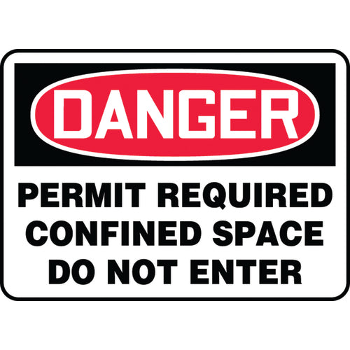Sign, Danger Permit Required Confined Space Do Not Enter, 10″ × 14″, Aluminum - Apex Tool & Supply