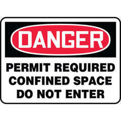 Sign, Danger Permit Required Confined Space Do Not Enter, 7″ × 10″, Vinyl - Apex Tool & Supply