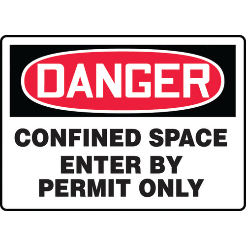 Sign, Danger Confined Space Enter By Permit Only, 10″ × 14″, Aluminum - Apex Tool & Supply