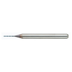 MDSS0082-ACF40B 0.82 mm Dia. × 0.82 mm Shank × 10 mm Flute Length × 38 mm OAL, PVD, External Coolant, Cylindrical Solid Carbide Drill - Exact Industrial Supply