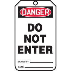 Safety Tag, Danger Do Not Enter , 25/Pk, Cardstock - Apex Tool & Supply