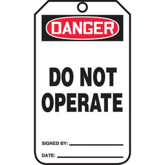 Safety Tag, Danger Do Not Operate , 25/Pk, Cardstock - Apex Tool & Supply