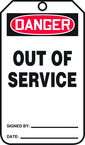 Safety Tag, Danger Out Of Service, 25/Pk, Plastic - Apex Tool & Supply