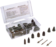 #767 Resin Bonded Rubber Kit - Point & Mandrel - Various Shapes - Equal Assortment Grit - Apex Tool & Supply