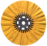 16 x 1-1/4'' (7 x 8'' Flange) - Cotton Treated - Stiff Yellow Sheeting for Non-Ferrous Metals Ventilated Bias Buffing Wheel - Apex Tool & Supply