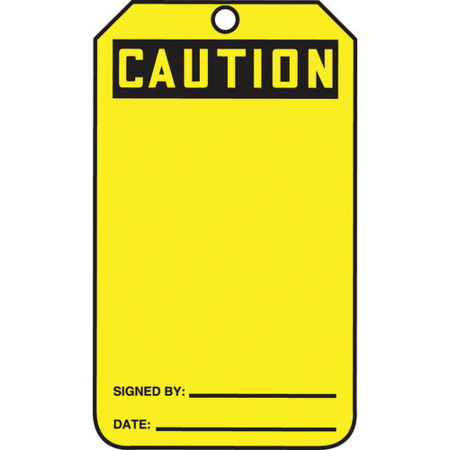 Safety Tag, Caution (Blank), 25/Pk, Cardstock - Apex Tool & Supply