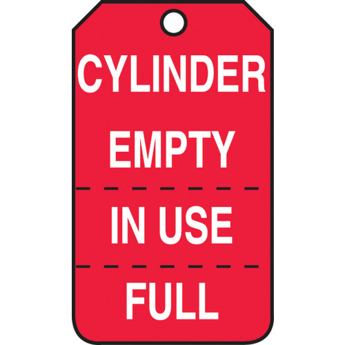 Cylinder Tag, Cylinder Empty, In Use, Full (Perforated), 25/Pk, Cardstock - Apex Tool & Supply