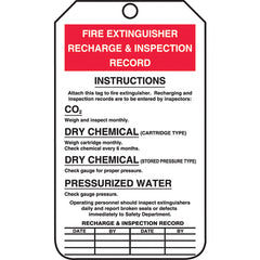 Fire Extinguisher Tag, Recharge & Inspection Record, 25/Pk, Cardstock - Apex Tool & Supply