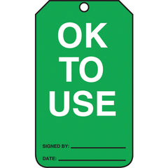 Cylinder Tag, OK To Use, 25/Pk, Cardstock - Apex Tool & Supply