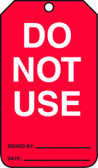 Cylinder Tag, Do Not Use, 25/Pk, Plastic - Apex Tool & Supply