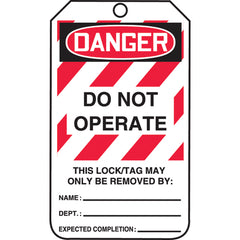Lockout Tag, Danger Do Not Operate, 25/Pk, Cardstock - Apex Tool & Supply