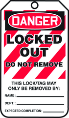 Lockout Tag, Danger Locked Out, 25/Pk, Plastic - Apex Tool & Supply