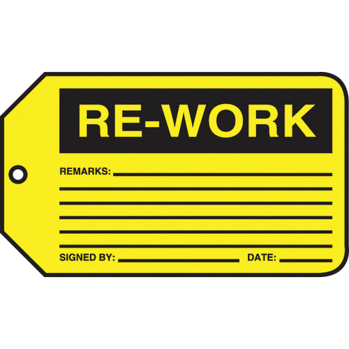 Production Control Tag, Re-Work, 25/Pk, Cardstock - Apex Tool & Supply