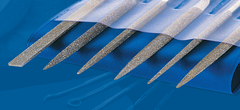 2-3/4'' Diamond Length - 5-1/2'' OAL (Various) - Medium Grit - 6 pc. Set Diamond Needle File - Apex Tool & Supply