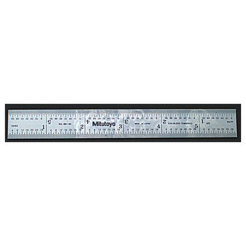 ‎Satin Chrome Finish Full Flex Steel Rule- Model 182-271-60 mm Length - MM Graduation-3/4 Width - Apex Tool & Supply