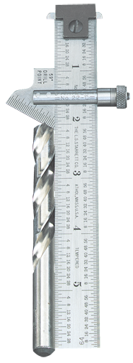 #22C - 6" Length; 59° Bevel Head (Graduation in 32nds) - Drill Point Gage - Apex Tool & Supply