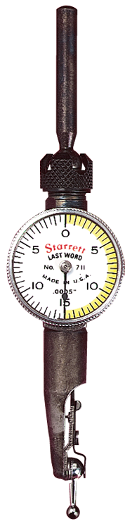#711MGCSZ - .7mm Range - 0.01mm Graduation - Horizontal Last Word Dial Test Indicator - Apex Tool & Supply