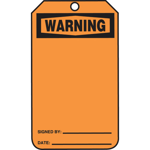 Safety Tag, Warning (Blank), 25/Pk, Cardstock - Apex Tool & Supply