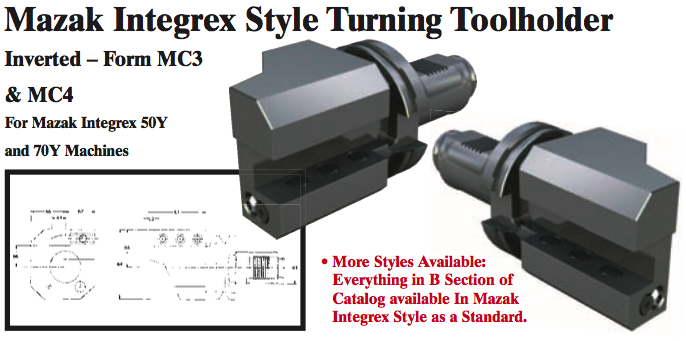 Mazak Integrex Style Turning Toolholder (Inverted Ð Form MC3 Right Hand) - Part #: CNC86 M33.5025R (Top) - Apex Tool & Supply